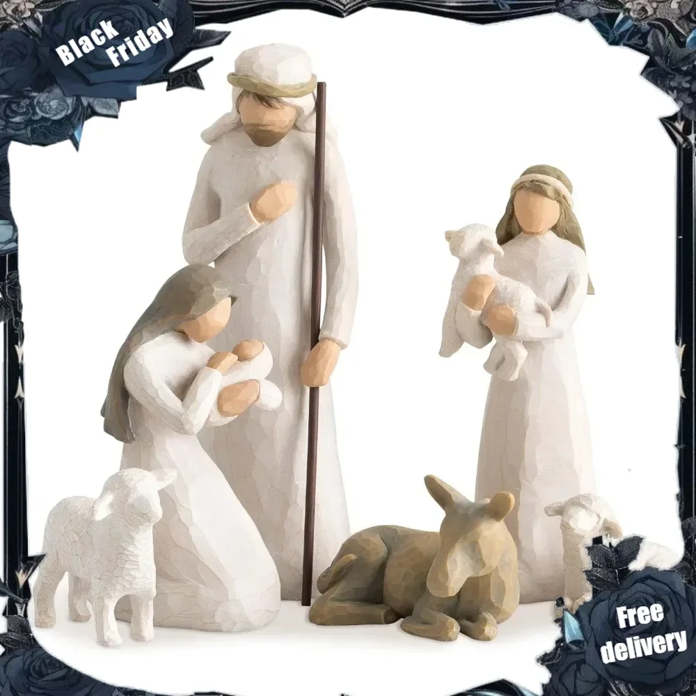 Sculpted Hand-Painted Nativity Figures, 6-Piece Set