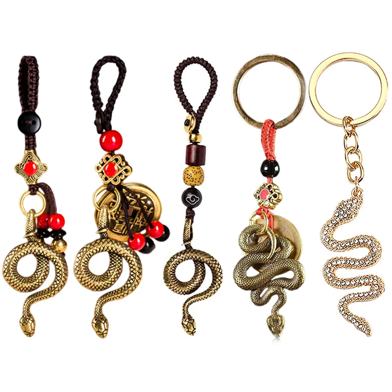 1Pc 2025 Year Of Chinese Zodiac Snake Lucky Pendant Keychain Creative Wealth Key Ring Accessories Car Bag Charm Jewelry Gift