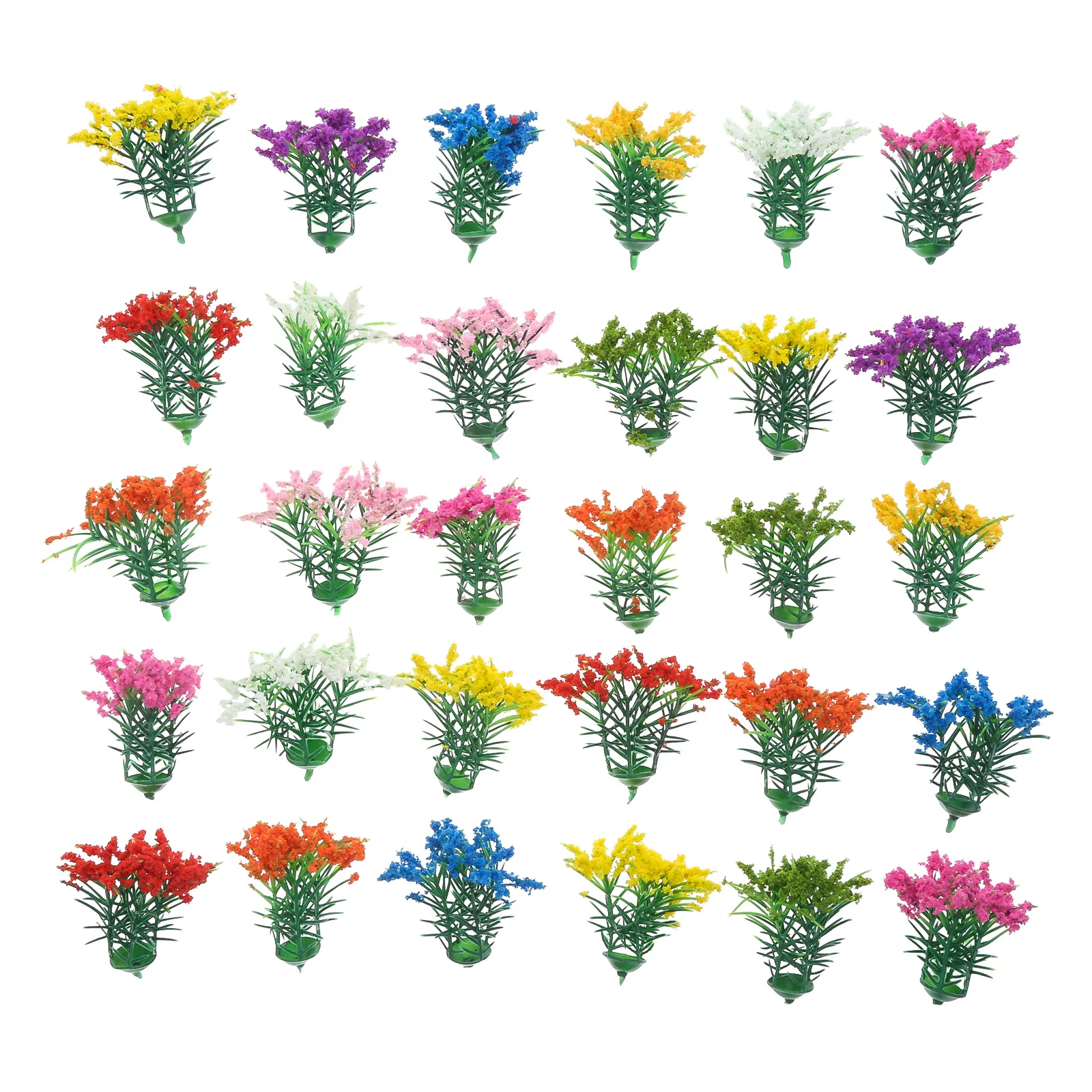 50 Pcs Mixed Model Flower Miniature Flower Cluster 3cm/5cm Plastic Train Railway Model Architectural Model Landscape Decoration