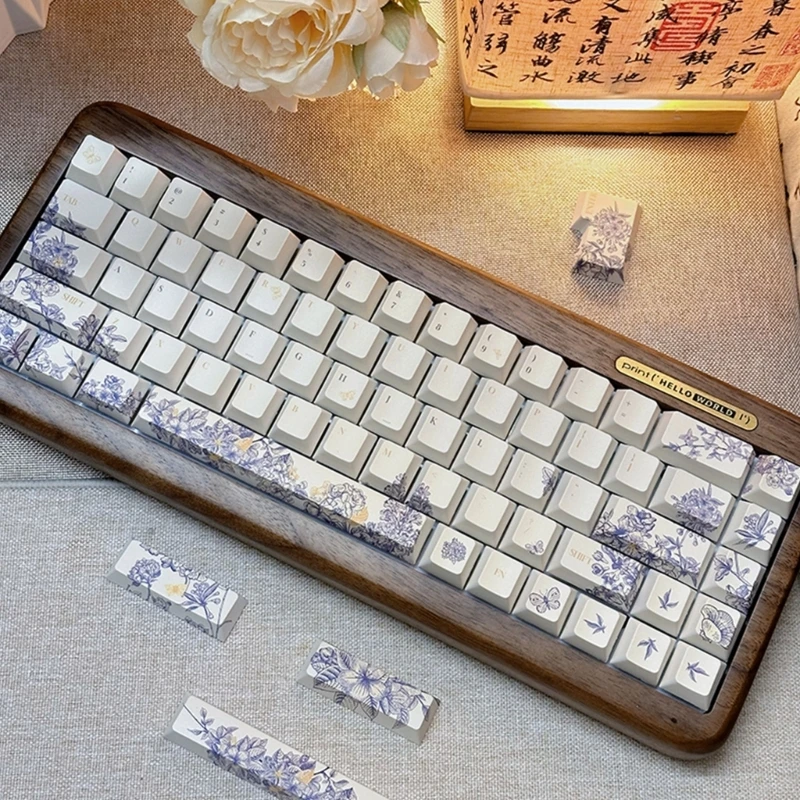 

Stylish French Embroidery Theme Keycaps Set DyeSub Keycap Set for 61/64/68/84/75/87/96/980/104/108 Mechanical Keyboard