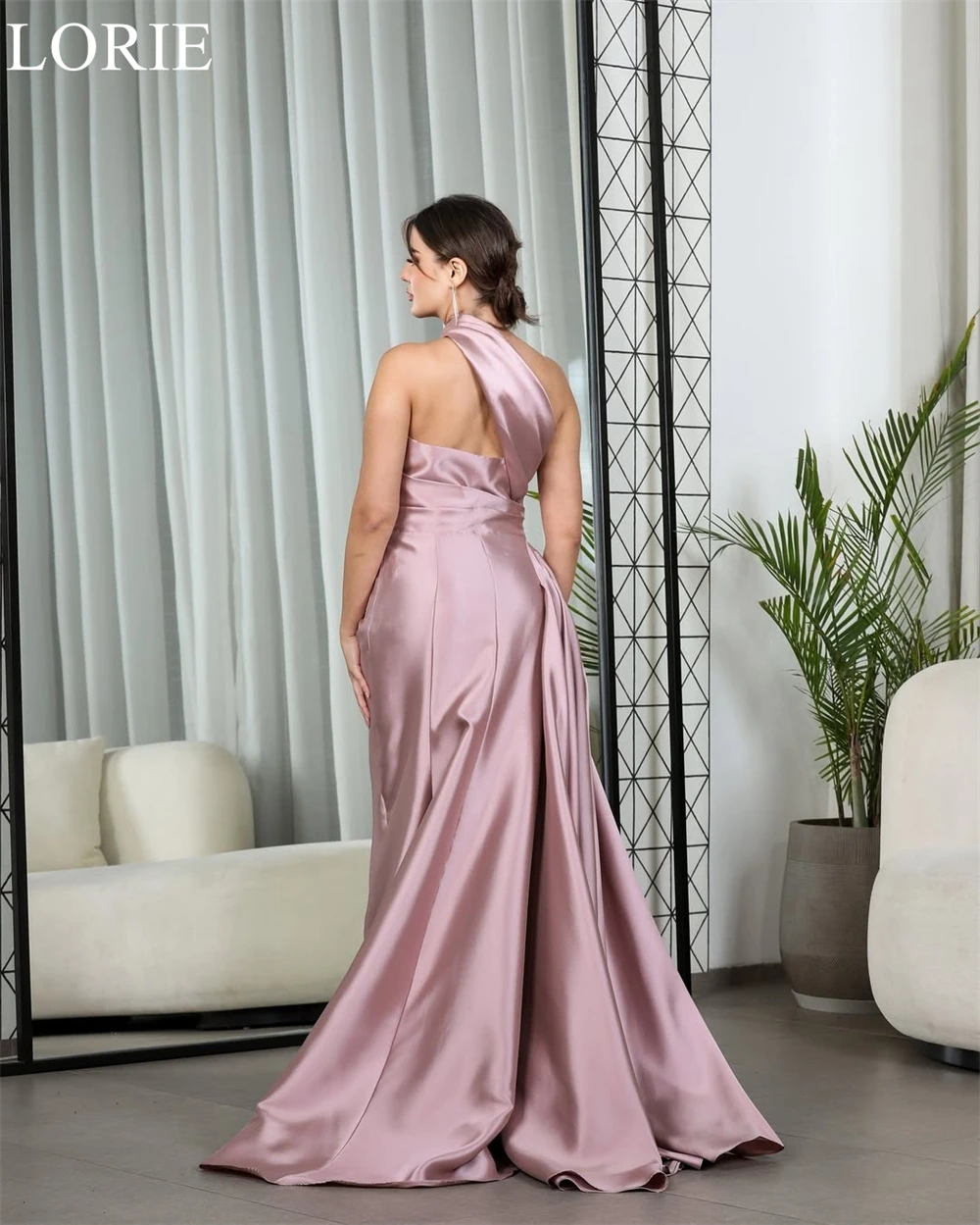 LORIE Elegant Nude Pink Satin Bridesmaid Dresses One Shoulder Draped Mermaid 2025 Backless Wedding Party Prom Gowns Customized