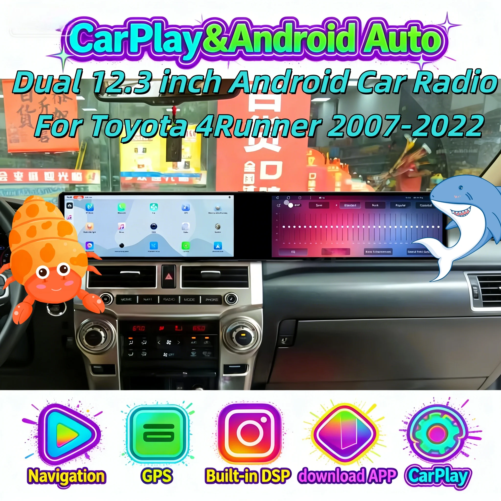 

Android 13 Dual Screen Wireless CarPlay Stereo For Toyota 4Runner 2007-2022 Multimedia Player GPS Navigation Bluetooth GPS 4G