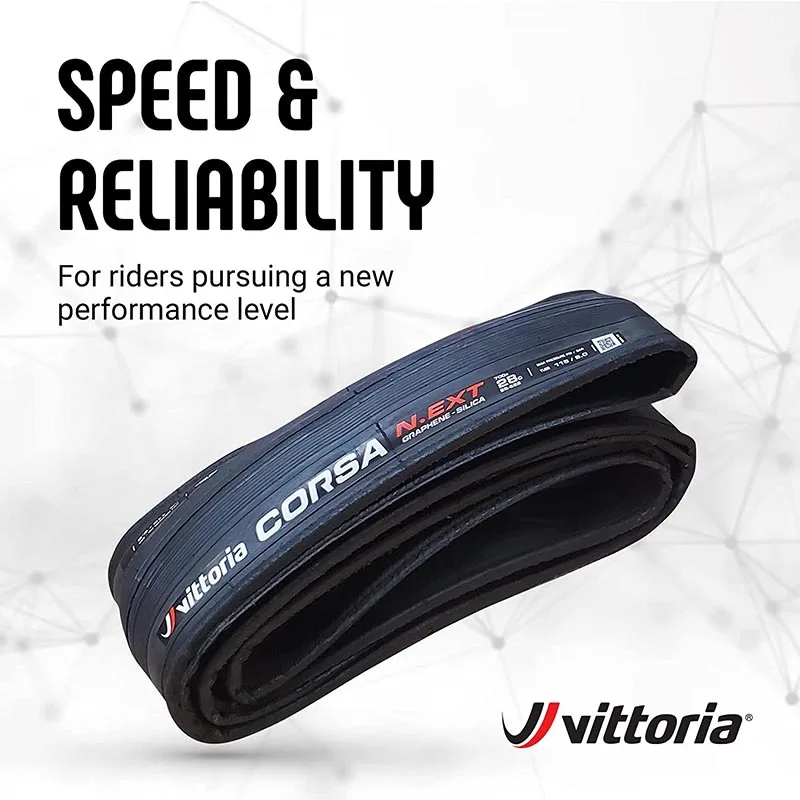 Vittoria Corsa N EXT Road Tire 700x28C/26C Black Graphene 2.0 Tube Type Lightweight Folding Clincher 700C