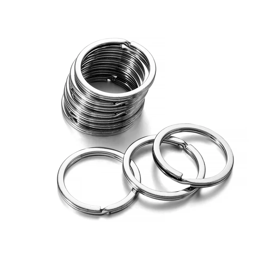 Aço inoxidável Split Ring Keychain, Anéis Porta-chaves, Jóias DIY Fazendo Acessórios, 15-35mm, 10 Pcs, 20Pcs