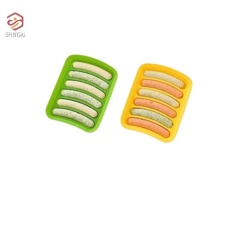 6 Grids Silicone Sausage Maker Mould DIY Ham Hot Dog Making Mold With Lid Household Kitchen Sausage Cake Baking Tools