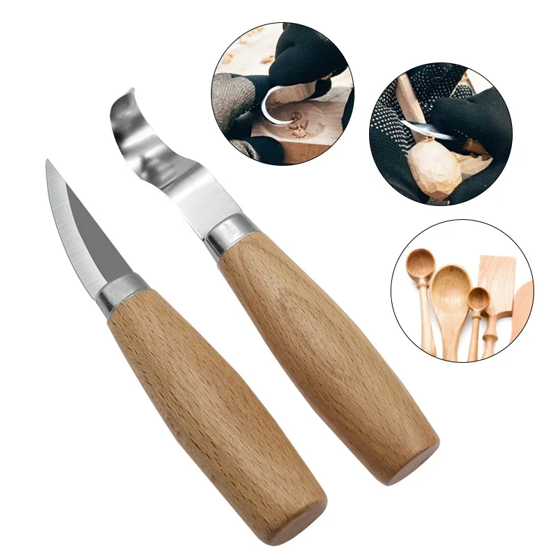 Chisel Woodworking Cutter Hand Tool Set Wood Carving Knife DIY Peeling Woodcarving Sculptural Spoon Knife Sharpener Accessory