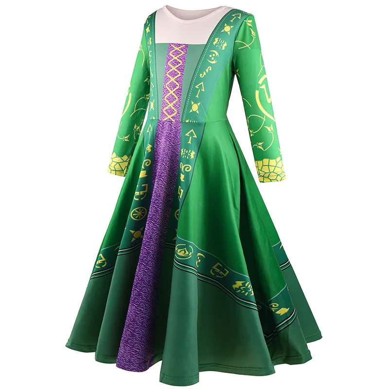 عيد الميلاد الأخضر فستان الأميرة مجموعات للأطفال مجنون الساحرة تأثيري هالوين فستان مُصمم حسب الطلب + عباءة + حقيبة 3 قطعة فساتين الحفلات الفتيات
