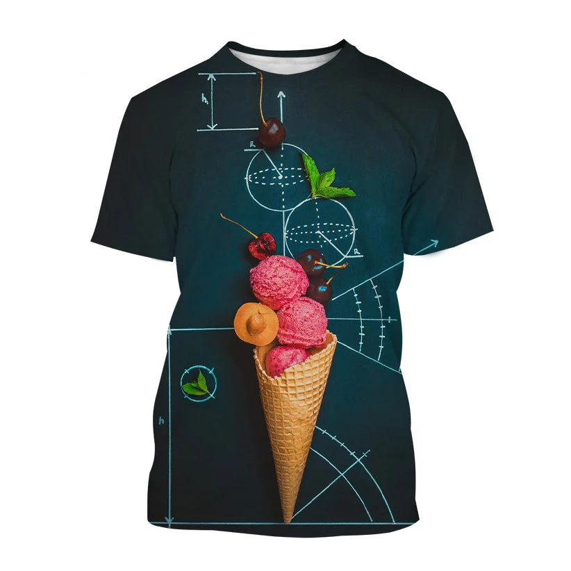 Tshirts Ice Cream Food Dessert Chocolate 3D Print Summer T Shirt Fashion Kids Casual Boys Girls Round Neck Tshirt Tops Clothes