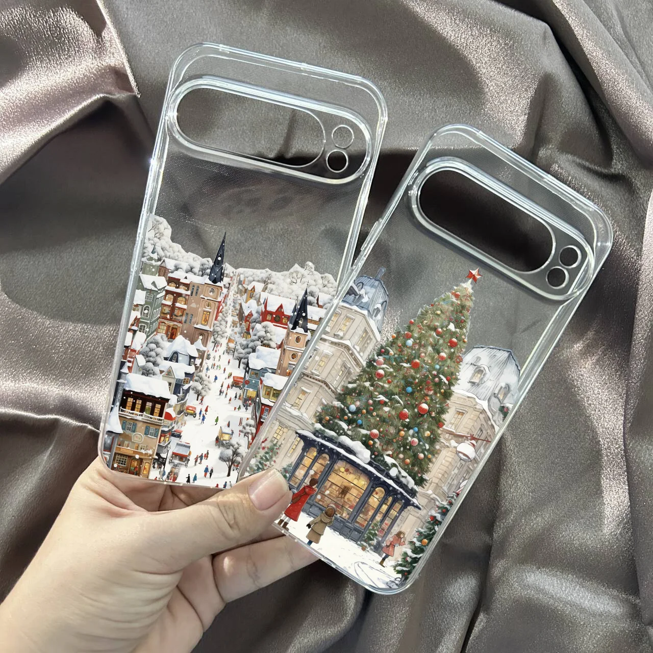 Winter Snow Castle Street Landscape Phone Case For Google Pixel 8 Pro 9 Pro XL 8A 7 6A 5G City Scenery Clear Soft TPU Cover Capa