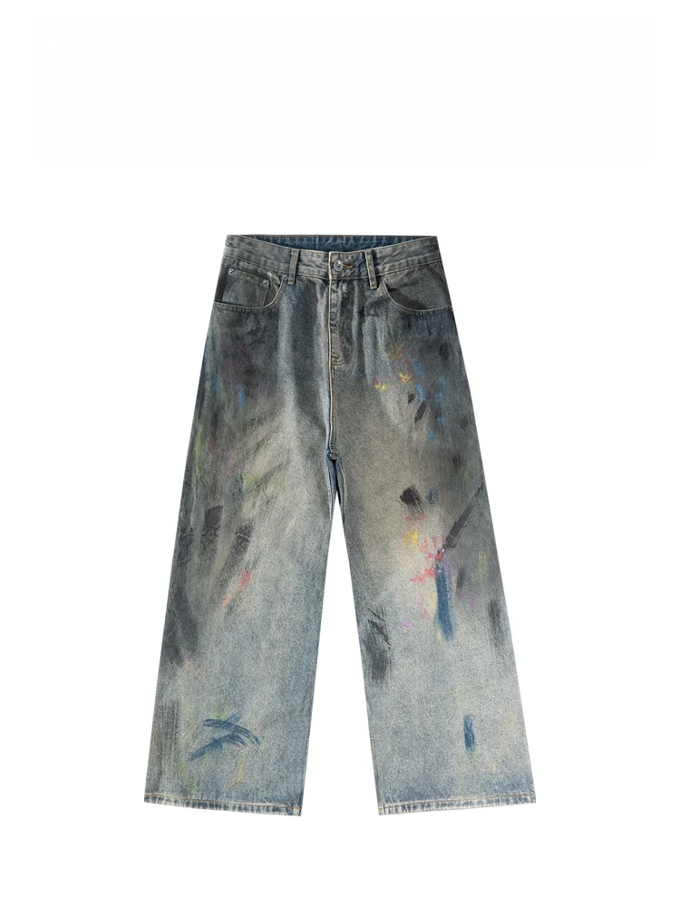 

BAIRBAOLIY Trendy fiti Destructed Jeans Men's Vintage Cool Casual Long Pants Cotton Polyester Blend Straight Loose Fit