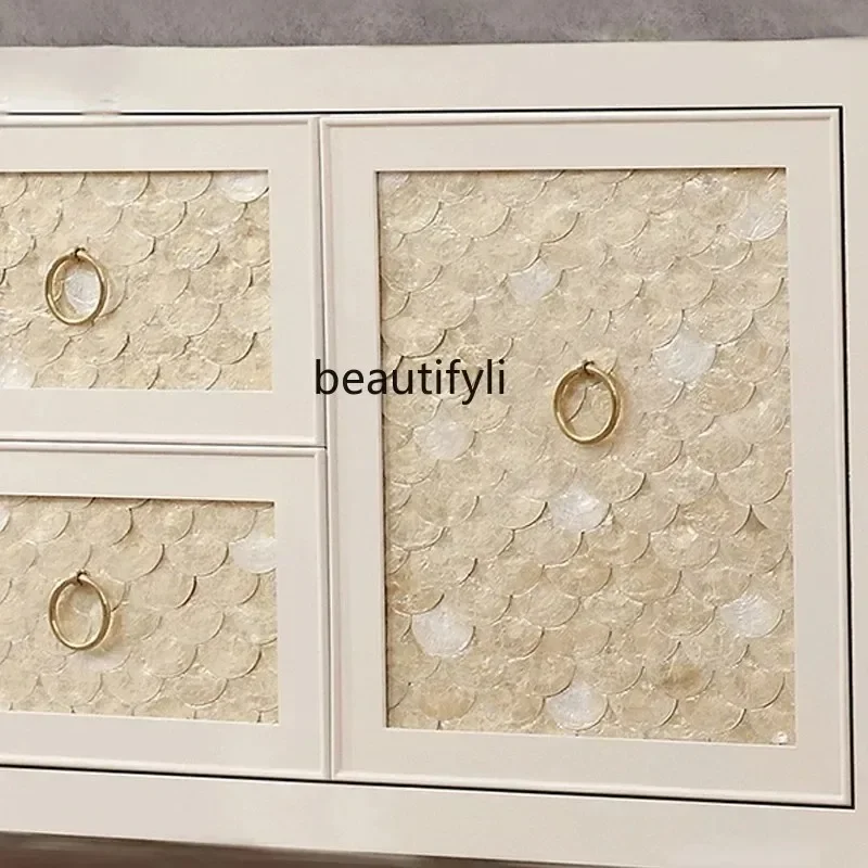 K185 – casier de salon de luxe américain léger, buffet de Style crème en bois massif, décoration de rangement pour la maison, armoire de Hall K185