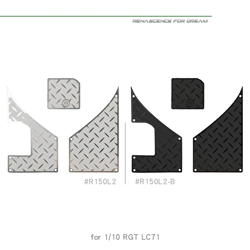 Jupe latérale et réservoir en acier inoxydable, panneau décoratif, Grille d'admission d'air, Table de décoration pour voiture sur chenilles 1/10 RC Traxxas RGT LC71