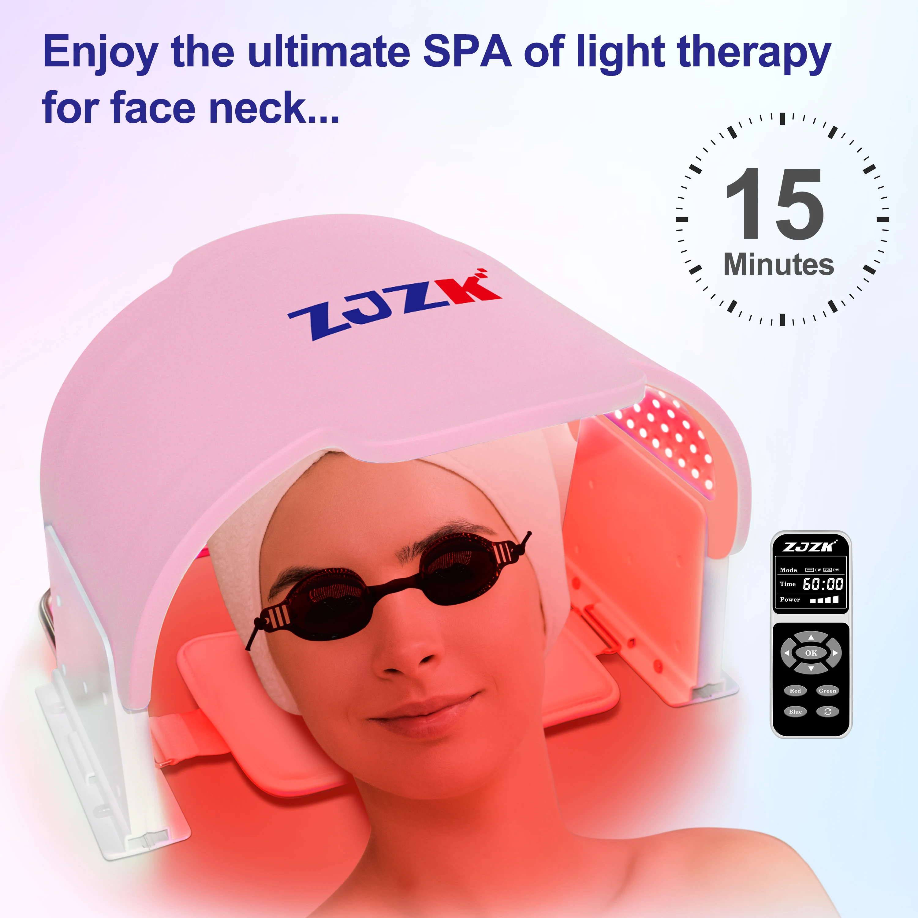 

ZJZK Color Phototherapy Wrinkle Skin Care Tool Led Home Face Mask 660nm 850nm 940nm Red Light Therapy For Facer Calm Skin