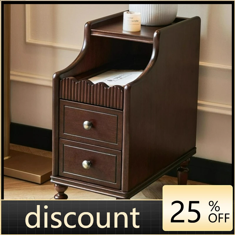 LTT French all-solid wood bedside table edge few antique home bedroom bedside ultra-narrow locker