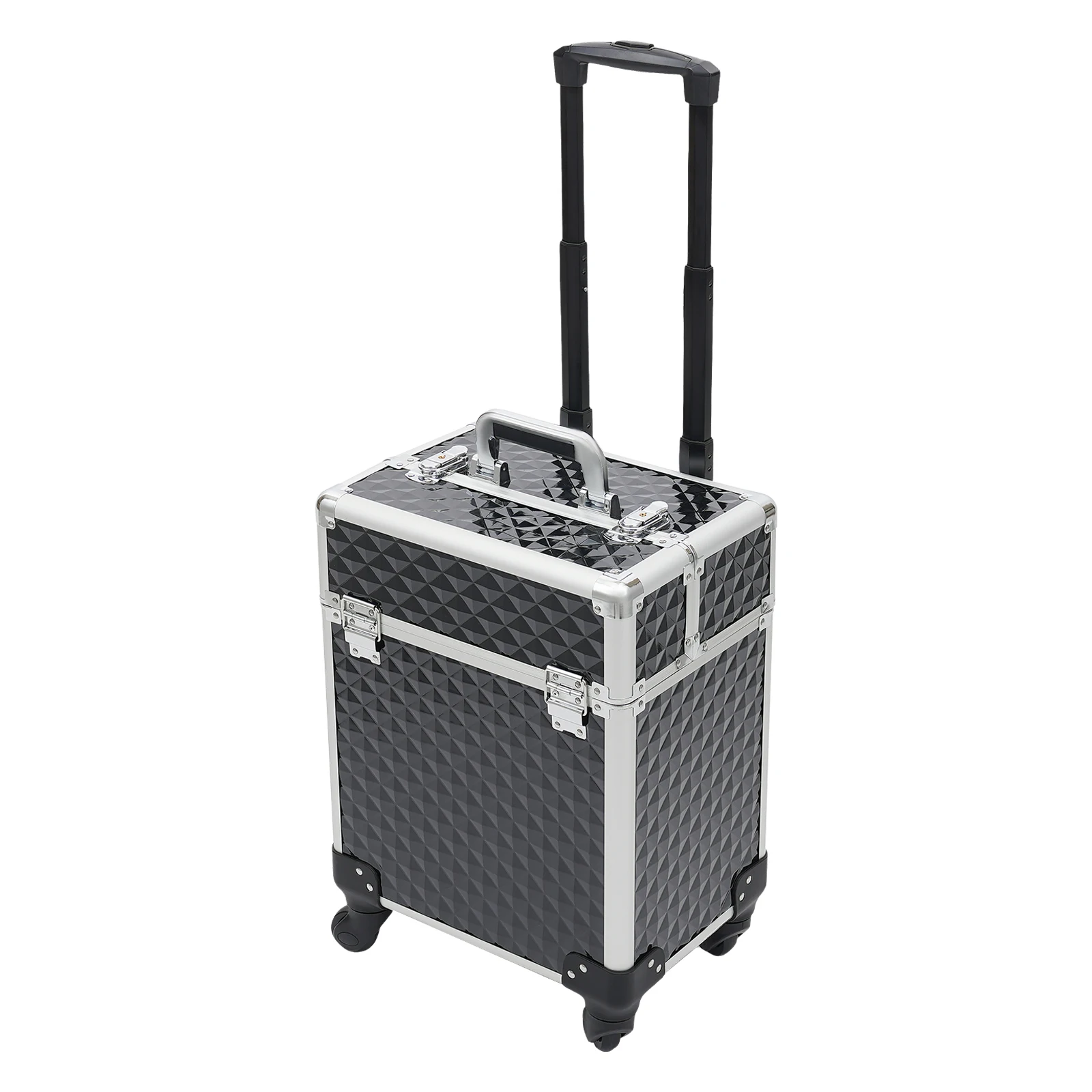 Professional Rolling Makeup Case - Black, Multi-Functional with High Load Capacity