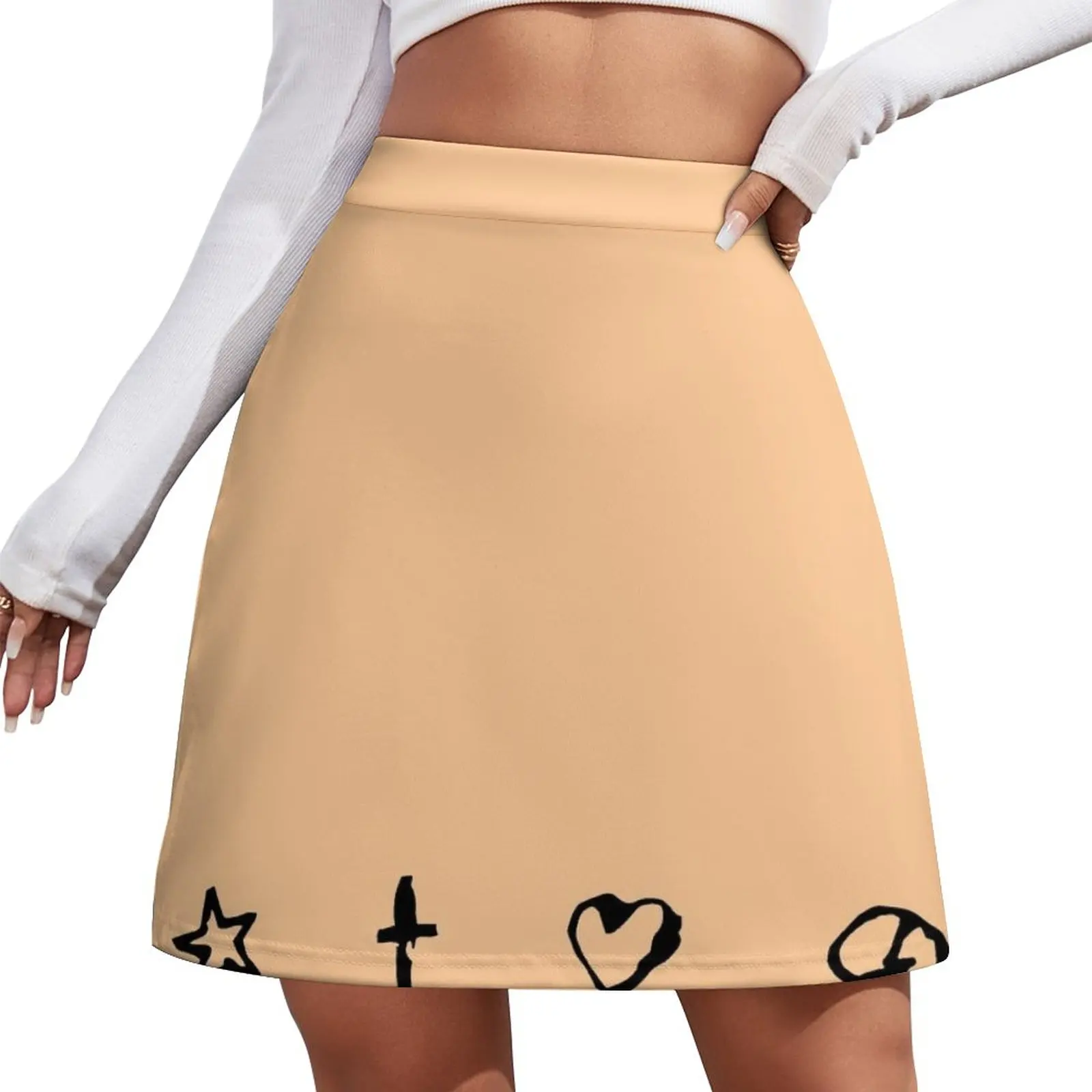 Signs (Black on Peach) Mini Skirt sexy short mini skirts korean style Woman skirt skirts