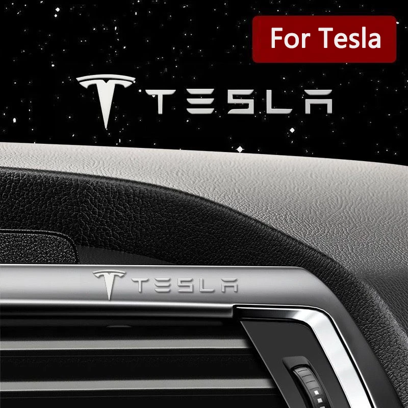 Car for Tesla logo Metal Emblem Wiper Stickers Reflective Decor Decals For Tesla Model S 3 Y X Auto Interior Accessories