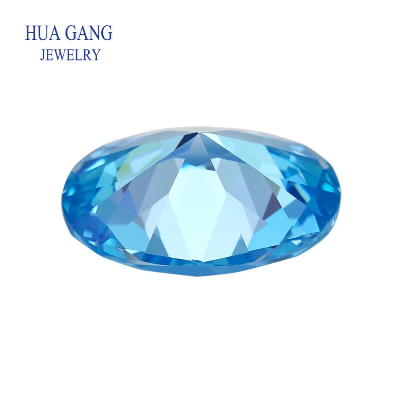 Wax inlay SeaBlue CZ Stone Oval Shape Cut Synthetic Gems Cubic Zirconia For Jewelry Wax inlay High temperature resistant zircon