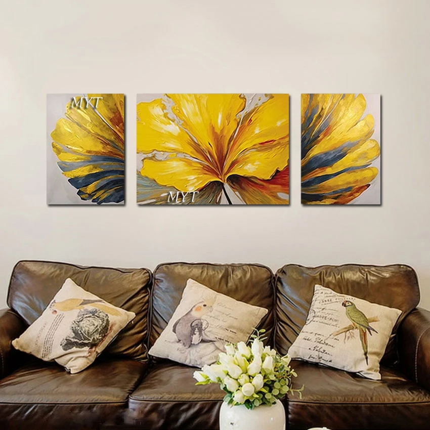 Large Size Flower Wall Paintings, Contemporary Abstract Picture Plant Art Canvas Style Design Artwork Unframed 3PCS Decorative