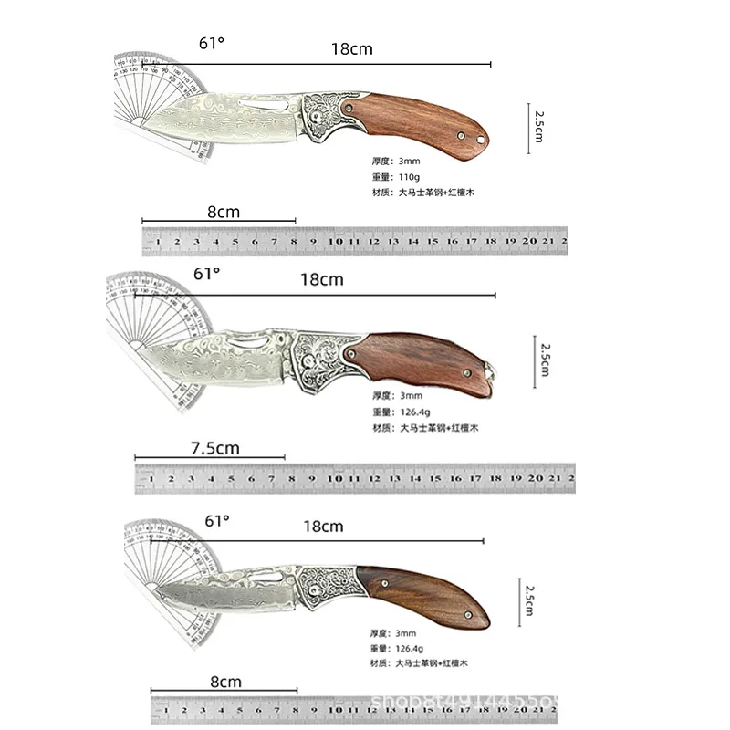 Damascus Steel Kitchen Folding Multi Purpose Knife Fruit Knife Handle Meat Knife Beef and Mutton Peeling Knives