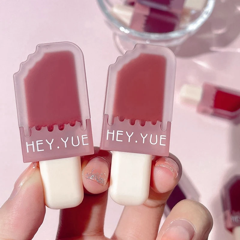 6 pezzi lucidalabbra velluto raso rossetto Lip Ice Cream Lip Glaze Waterproof Long Lasting Beauty Woman Lips