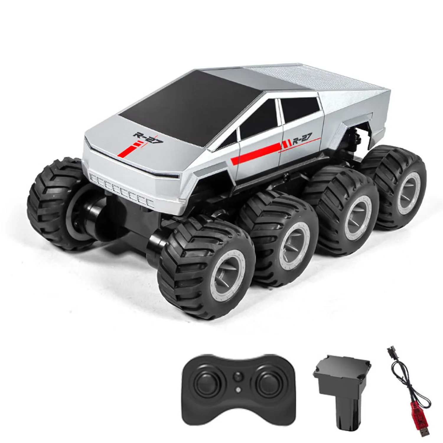 1/18 2.4g rc captador modelo q218 8*8 anfíbio todo terreno controlado fora de estrada carro dublê rotação 360 bateria rtr