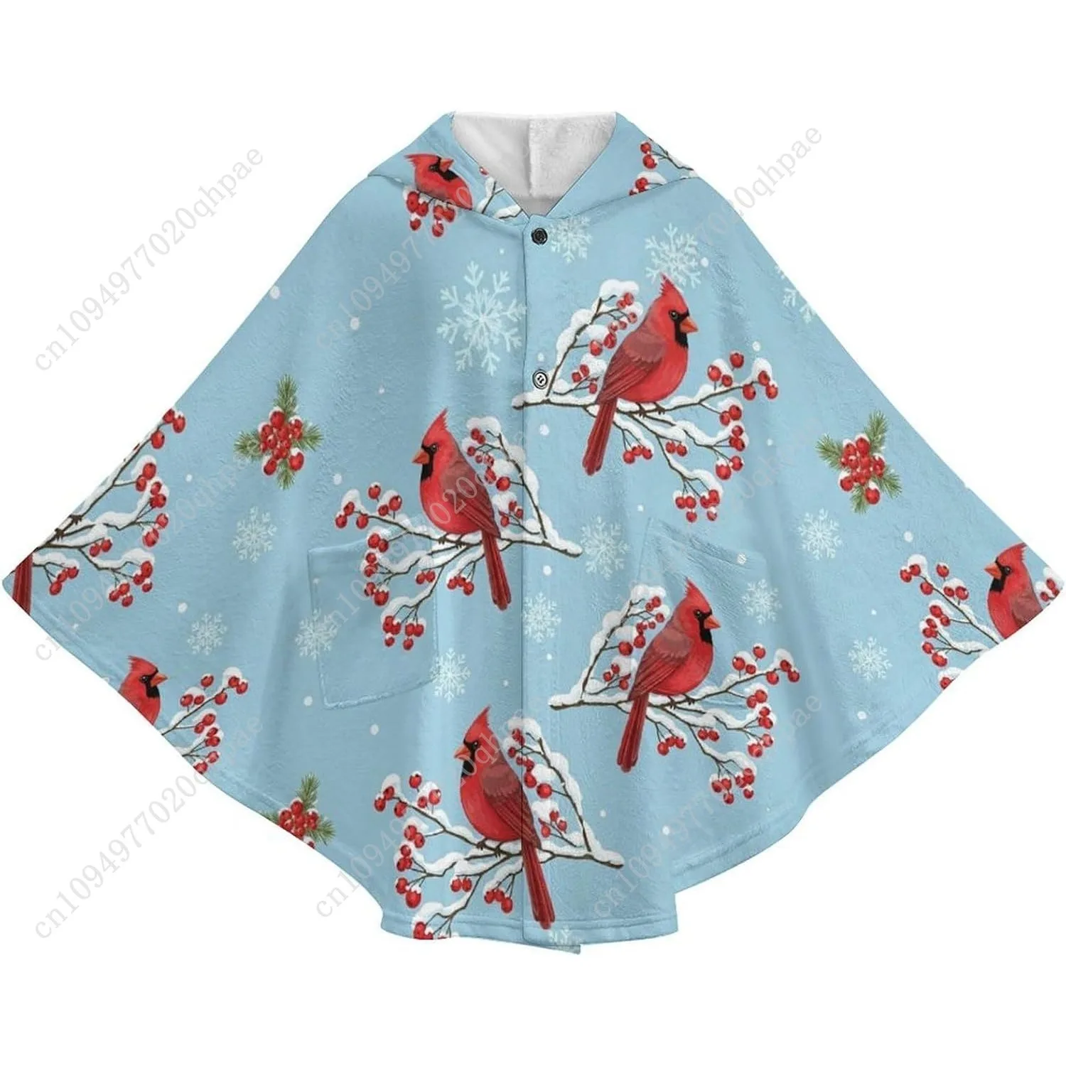 سترة بطانية مريحة من الفلانيل، هوديي كبير الحجم لطيور عيد الميلاد مع جيوب للأطفال والمراهقين #4