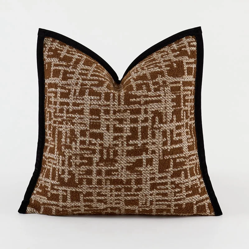 Retro Red Brown Pillows Luxury Chenille Cushion Case Simple Holiday Decorative Pillow Cover For Sofa Chair Home Decorations