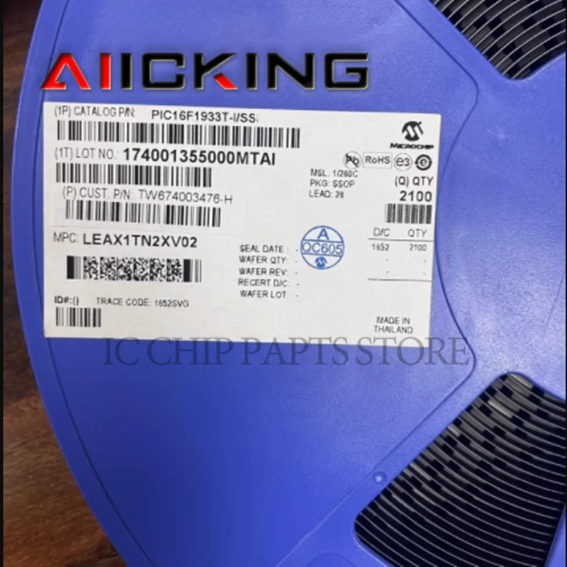 PIC16F1933T-I/SS 5 buah MCU SSOP-28 8-Bi 32MHz 7KB(4K x 14) 28-Pin berbasis Flash, IC Chip asli produk baru tersedia