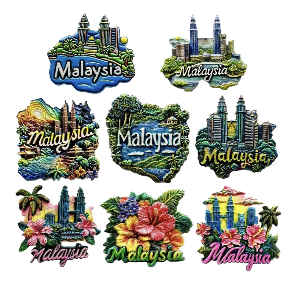 Asia Malaysia Resin 3D Fridge Magnets Tourism Souvenir Refrigerator Sticker Handicraft Gift Decoration