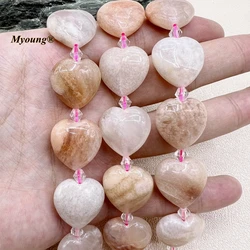 20MM 17PCS Heart Shape Natural Sakura Quartz Cherry Agates Space Beads For DIY Jewelry Making MY230671