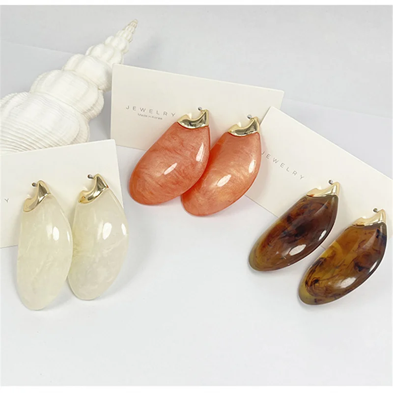 HangZhi Exaggerated Transparent Resin Large Earrings Elegant Vintage Chunky Jewelry for Women Autumn Winter New Design