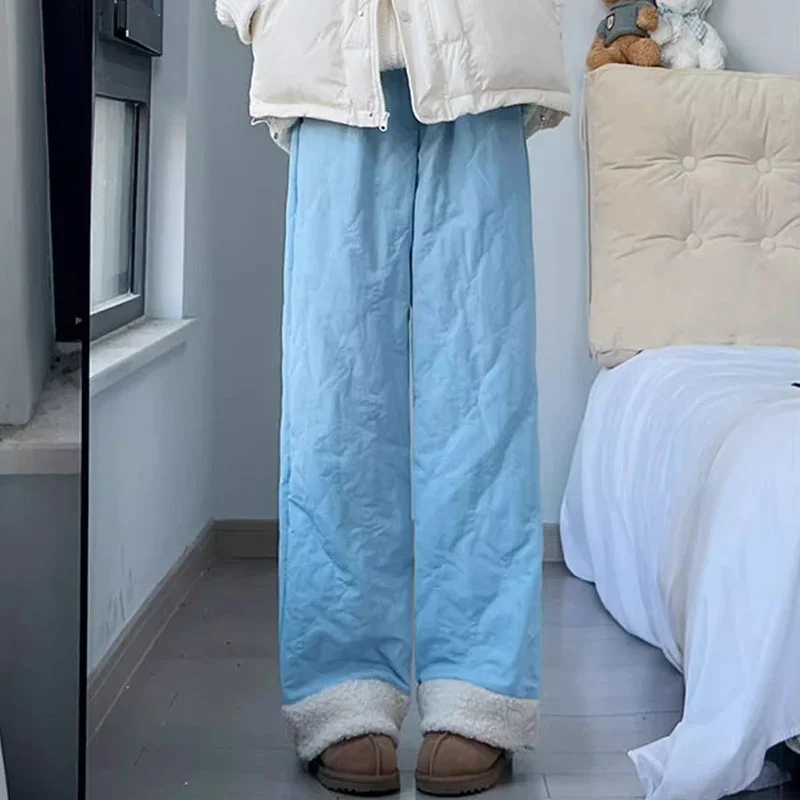 الشتاء سيدة الوردي الصوف رشاقته سراويل قطنية الإناث الثلوج الدافئة أفخم عالية الخصر السراويل النساء موضة السراويل اليومية الحرارية #3