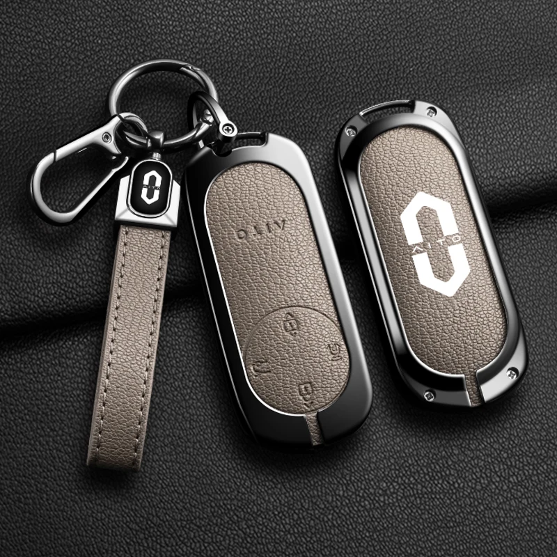 High Quality Zinc Alloy Leather Car Remote Key Case Cover For Aito M5 M7 M9 Auto Protector Holder Shell Keychain Accessories