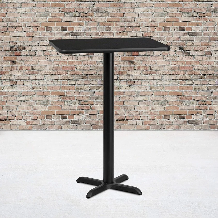 Stiles 24'' x 30'' Rectangular Black Laminate Table Top with 22'' x 22'' Bar Height Table Base