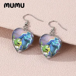 2024 New Monsters inc Dangle Earring Heart Shaped Earrings Handmade Glass Dome Jewelry Gifts Fans