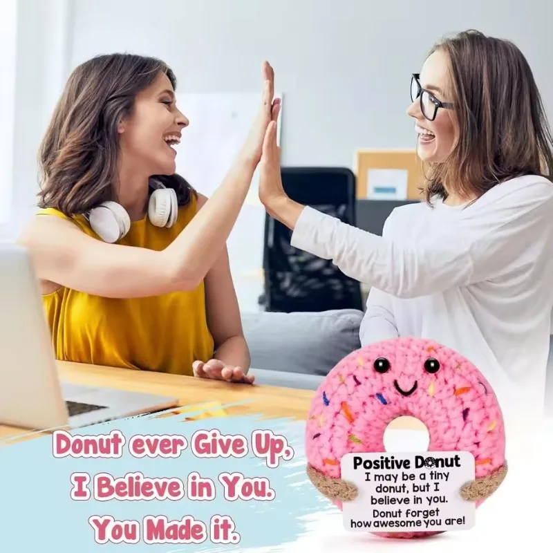 

Handmade Crochet Donut with Emotional Encouragement: Fun Positive Energy Gift – Unisex for Friends,Students,Birthdays,Graduation