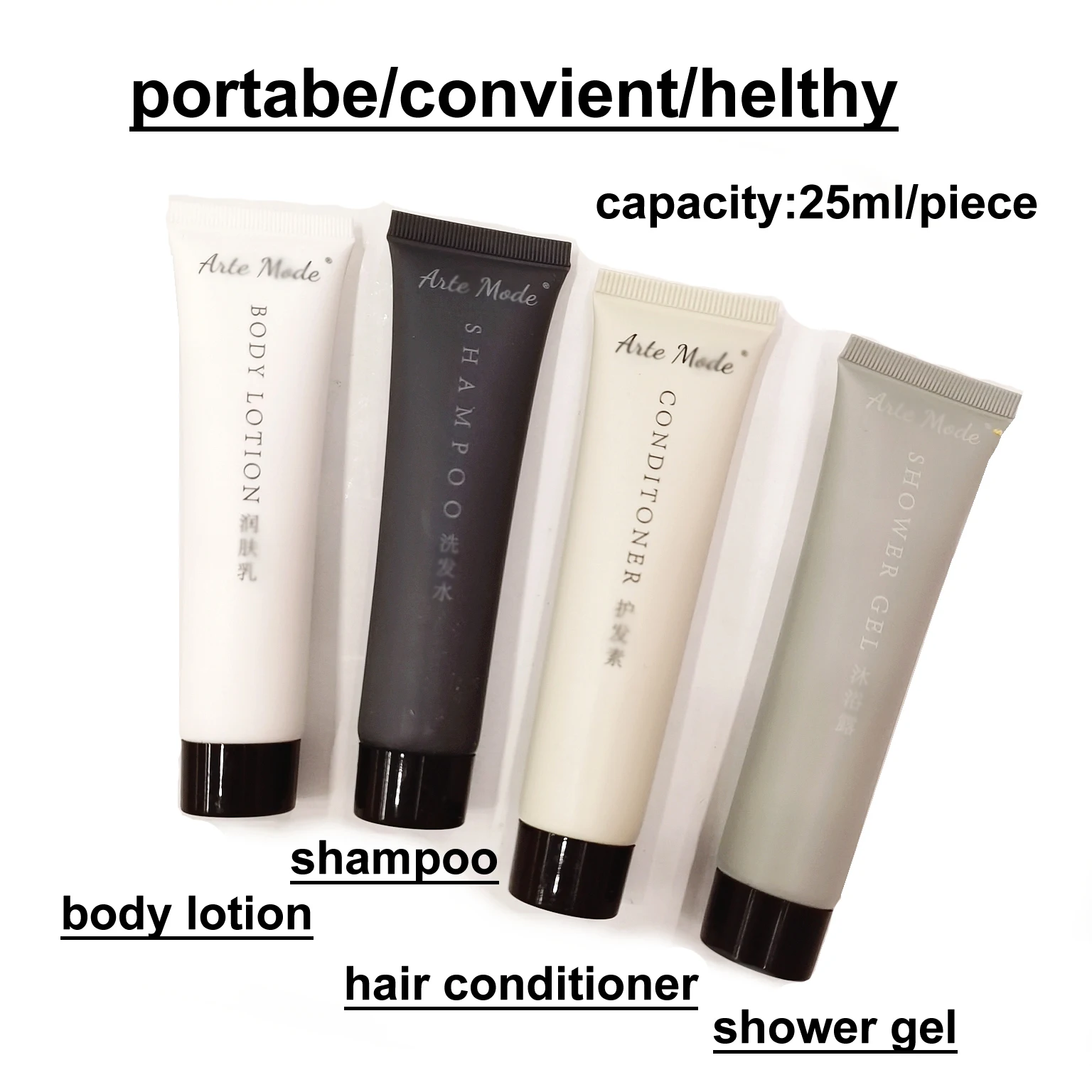 Free Fast Shipping Small Size Portable 25ML Shampoo +Shower Gel+ Hair Conditioner+Body Lotion 4 in 1 Personal Travel Kits