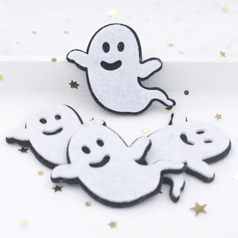 10Pcs Lovely Hallowmas Ghost Appliques Non-woven Fabric Padded Felt Patches for Halloween costumes Props Decor Accessories