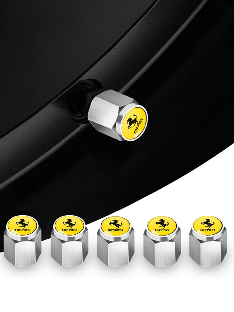 Bouchon de Valve de pneu de roue de voiture, 5 pièces, couvercle de tige de pneu, accessoire de style pour Ferrari SF90 Stradale SF90 Spider 296 GTB 296 GTS, accessoires