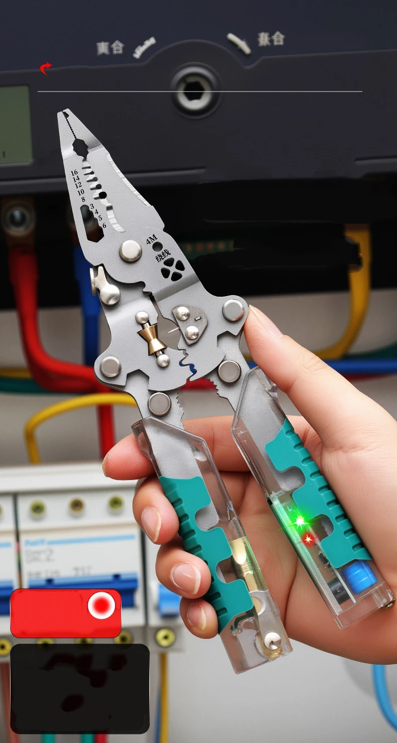 Foldalbe Wire Stripping Pliers Voltage Testing Cable Cutting Crimping Pliers Multifunctional Wire Stripper Electrician Pliers image 6