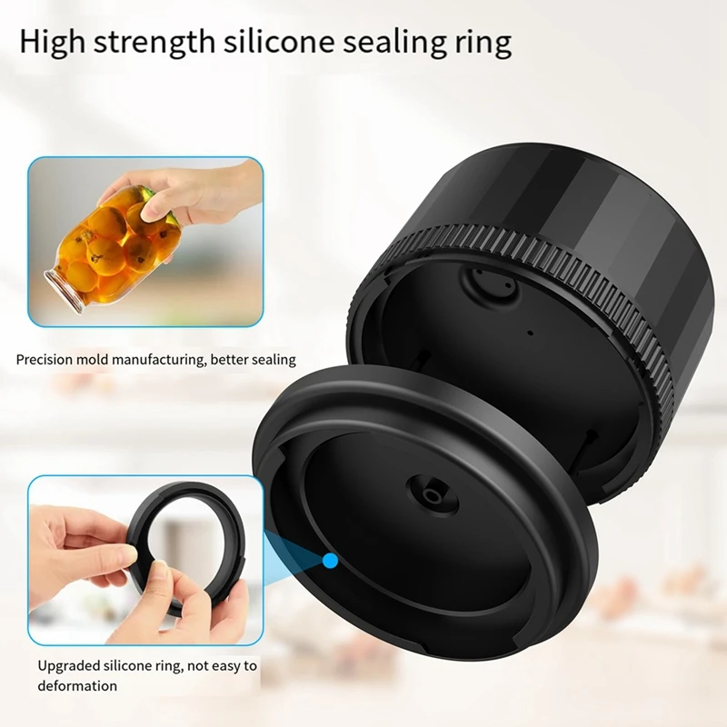 جرة ميسون كهربائية طقم سدادة فراغية ، سدادة أوتوماتيكية متعددة الوظائف لتخزين الطعام ، برطمانات ماسون بالفم