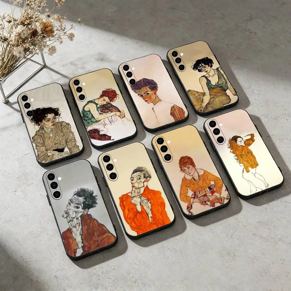 

E-Egon S-Schiele Art Phone Case For Samsung Galaxy A91,80,73,72 ,71,53,52,32 ,31,22,21s,20,Soft Black Case