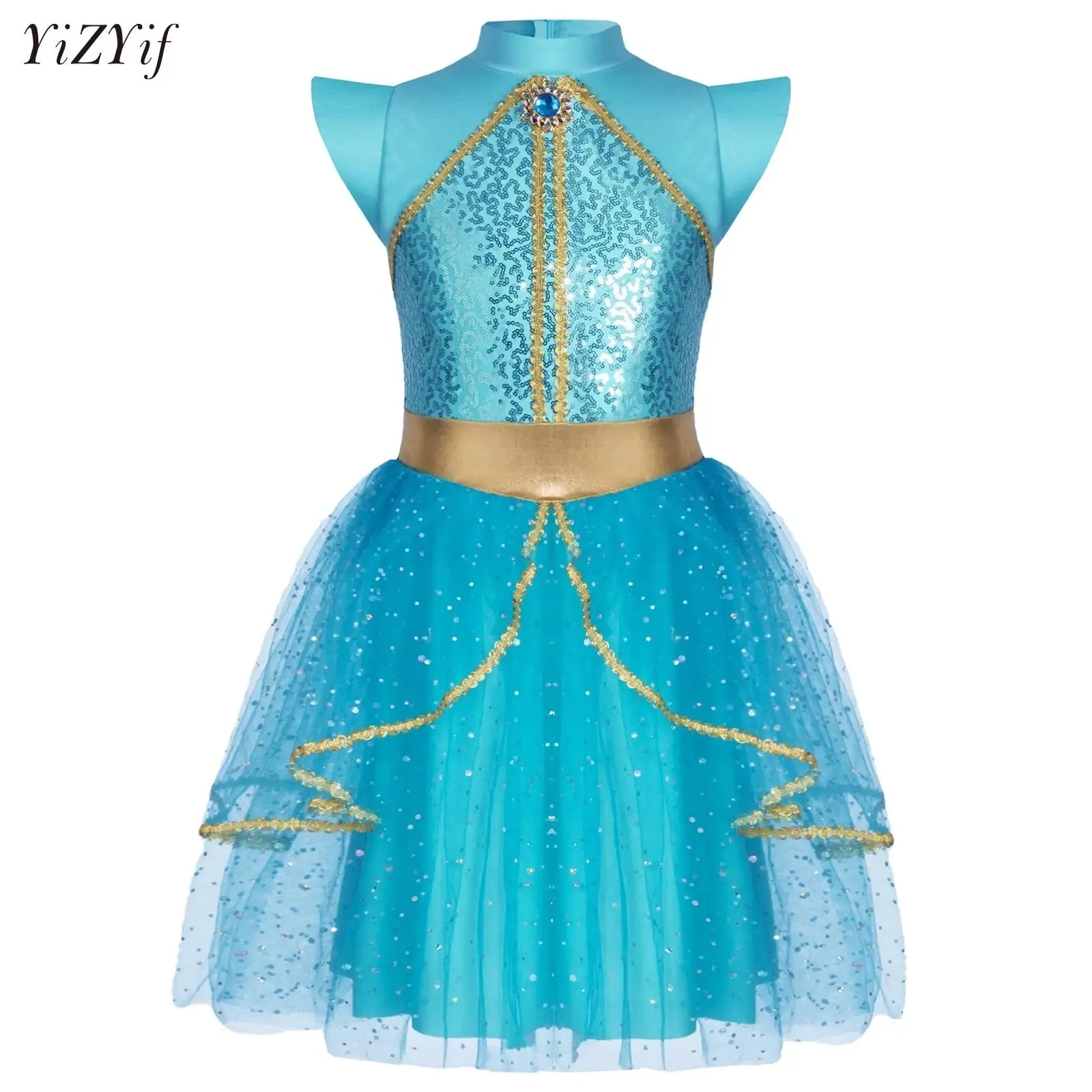 

Children's Indian Princess Costume Rhinestone Fancy Tulle Dress Belly Dance Wear Eastern Indian Dance Girl Performance Clothing