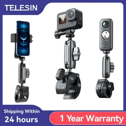 TELESIN Motorcycle Bicycle Rail Mount Clamp with 360 degree Ball Mount Clip For Gopro Hero 12 11 10 9 8 For Phone Action Camera