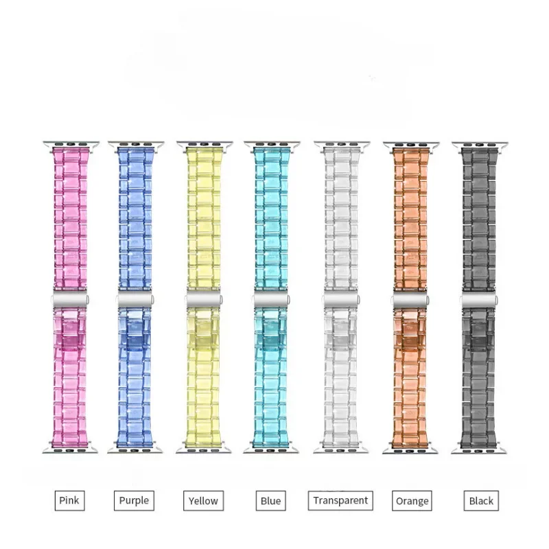 Transparent Resin Strap For Apple Watch Band 42mm 40mm Correa 44mm 38mm Link Smart Bracelet Iwatch Series 8 7 6 5 SE 45MM