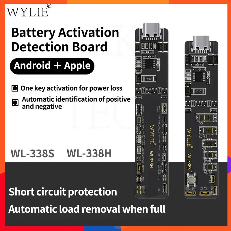 

WYLIE 338S компактная плата обнаружения активации аккумулятора для iPhone для Samsung Huawei Android ремонт аккумуляторов тестовые точки