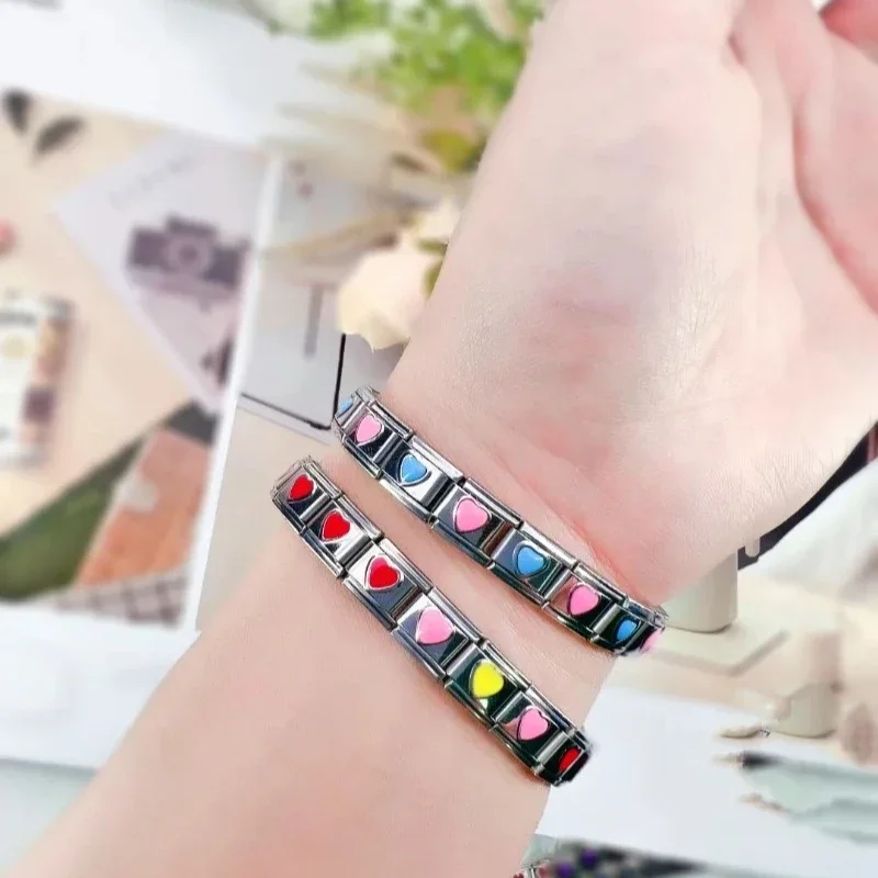 

New Fashion Love Pendant Module Italian Charm Links Fit 9mm Bracelet Stainless Steel Making Women Men DIY Jewelry