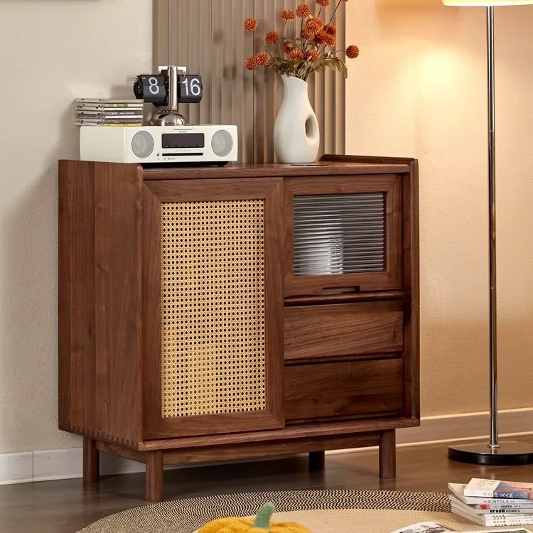 

Walnut solid wood sideboard, guest dining room storage cabinet, log tea cabinet, multi-function