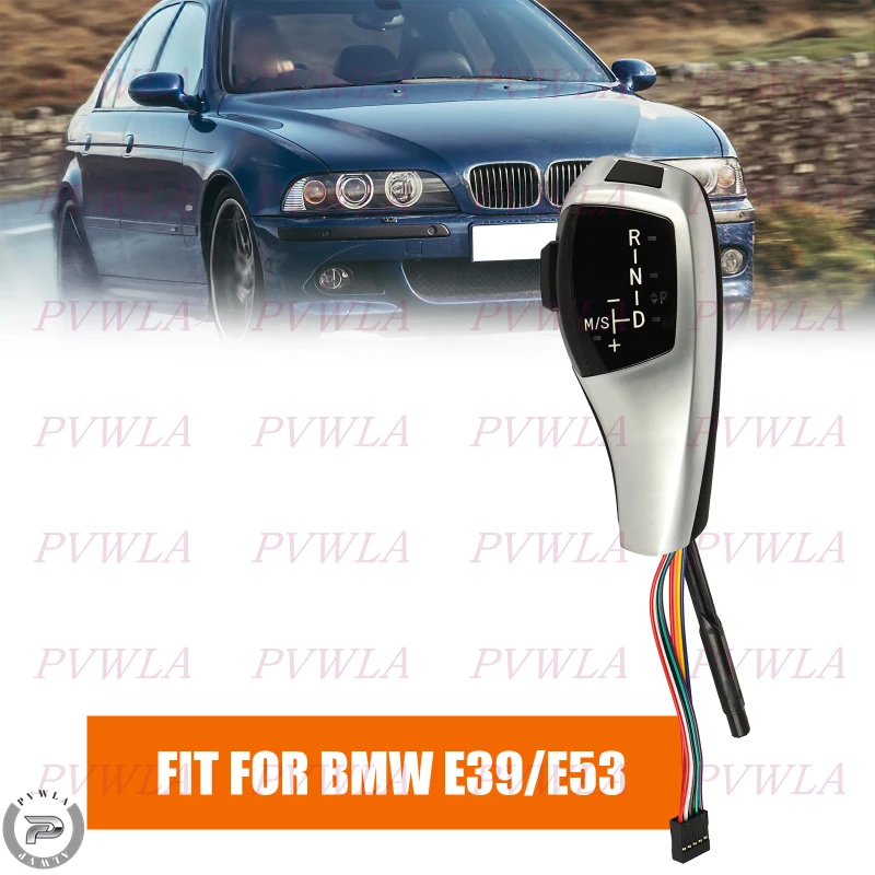 LED Sliver Automatic Gear Stick Shift Knob Lever For BMW 5Series E39 1997-2001/E38 1995-2001 X5 E53 1999-2006 Car Accessories